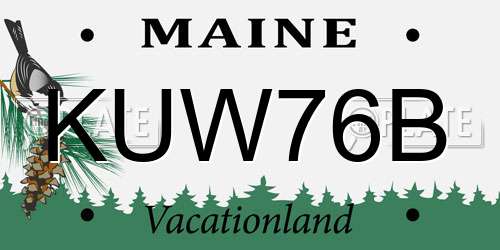 KUW76B Maine License Plate