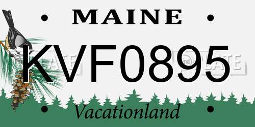 KVF0895 Maine License Plate