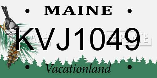 KVJ1049 Maine License Plate