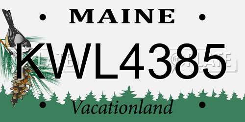 KWL4385 Maine License Plate