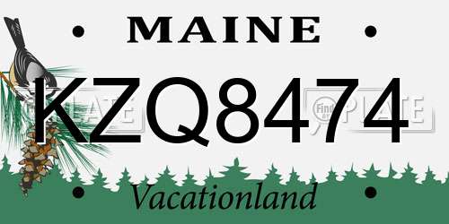 KZQ8474 Maine License Plate