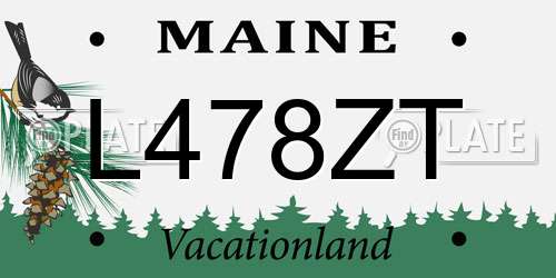 L478ZT Maine License Plate