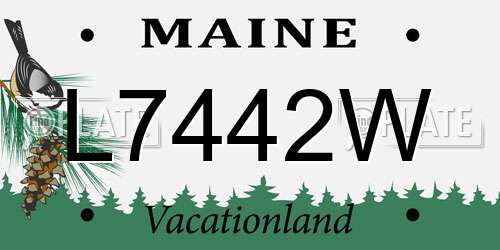 L7442W Maine License Plate