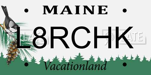 L8RCHK Maine License Plate