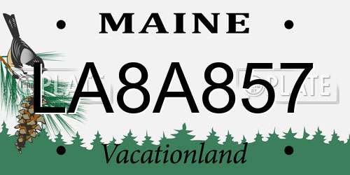 LA8A857 Maine License Plate