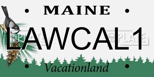 LAWCAL1 Maine License Plate