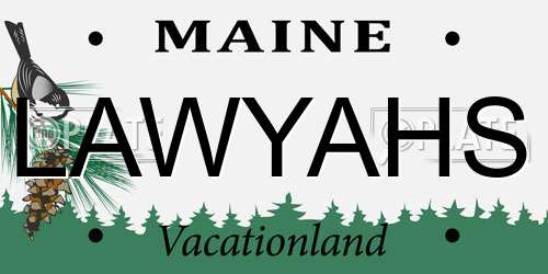 LAWYAHS Maine License Plate