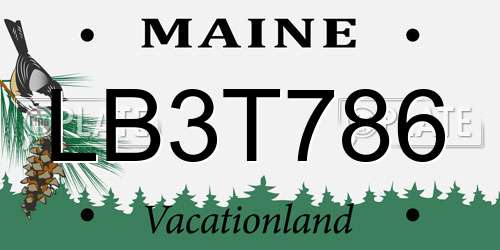 LB3T786 Maine License Plate