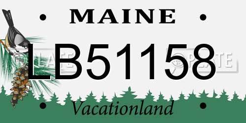 LB51158 Maine License Plate