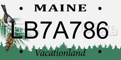 LB7A786 Maine License Plate
