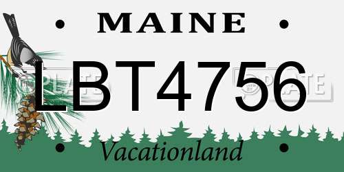 LBT4756 Maine License Plate