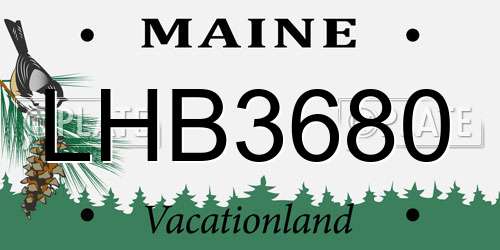 LHB3680 Maine License Plate