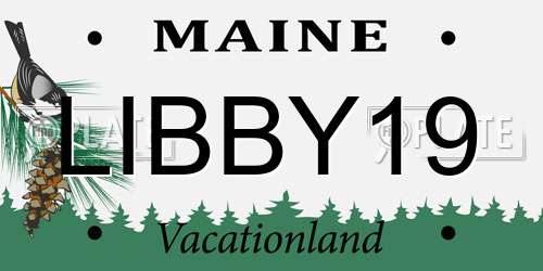 LIBBY19 Maine License Plate