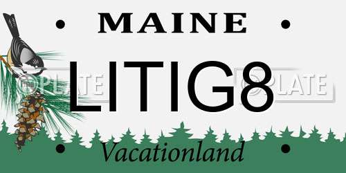 LITIG8 Maine License Plate