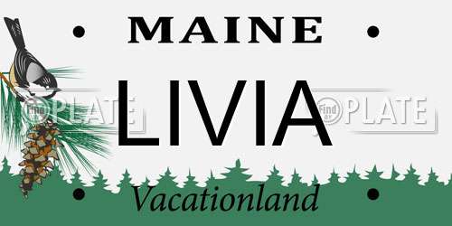 LIVIA Maine License Plate