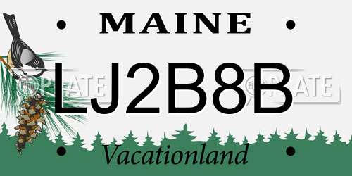 LJ2B8B Maine License Plate