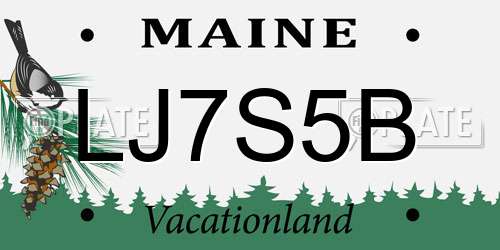 LJ7S5B Maine License Plate