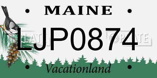 LJP0874 Maine License Plate