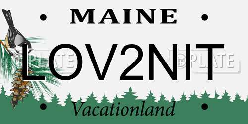 LOV2NIT Maine License Plate