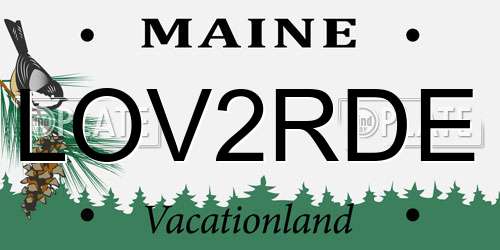 LOV2RDE Maine License Plate