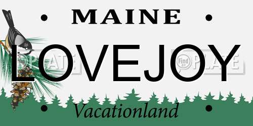 LOVEJOY Maine License Plate