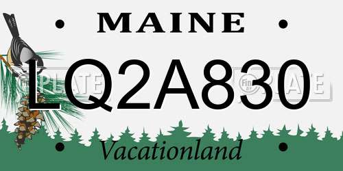 LQ2A830 Maine License Plate