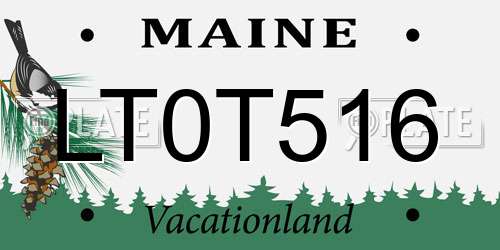 LT0T516 Maine License Plate