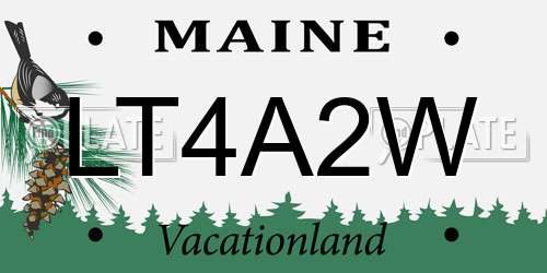 LT4A2W Maine License Plate
