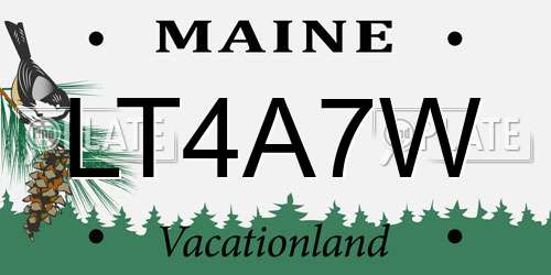LT4A7W Maine License Plate
