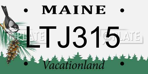 LTJ315 Maine License Plate