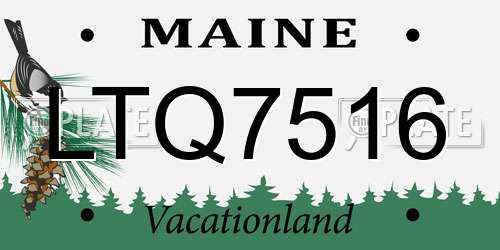 LTQ7516 Maine License Plate