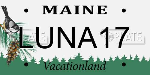 LUNA17 Maine License Plate