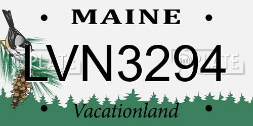 LVN3294 Maine License Plate