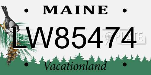 LW85474 Maine License Plate