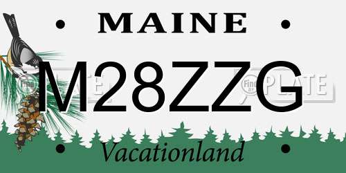 M28ZZG Maine License Plate