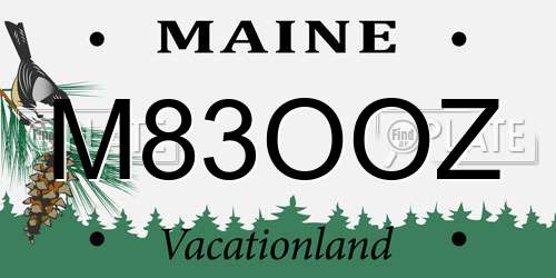 M83OOZ Maine License Plate