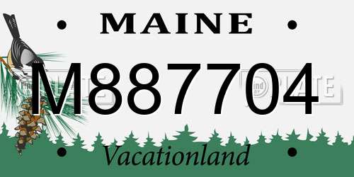 M887704 Maine License Plate