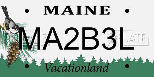 MA2B3L Maine License Plate
