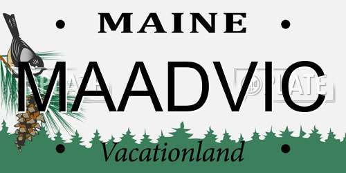 MAADVIC Maine License Plate
