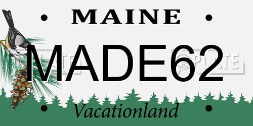 MADE62 Maine License Plate