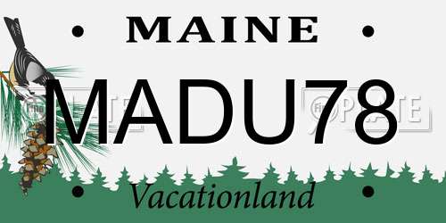MADU78 Maine License Plate