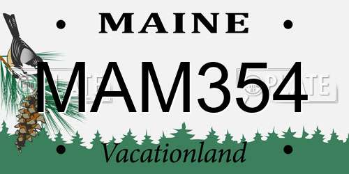 MAM354 Maine License Plate