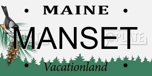 MANSET Maine License Plate