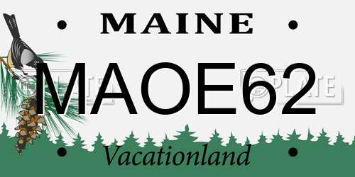 MAOE62 Maine License Plate