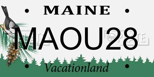 MAOU28 Maine License Plate