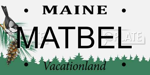 MATBEL Maine License Plate