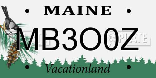 MB3O0Z Maine License Plate