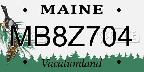 MB8Z704 Maine License Plate