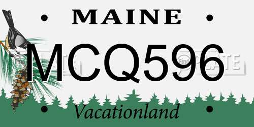 MCQ596 Maine License Plate