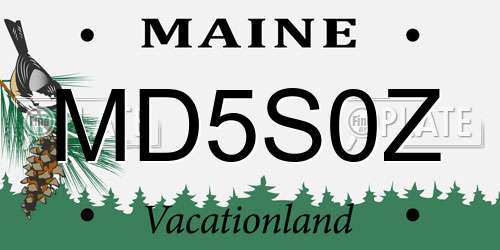 MD5S0Z Maine License Plate